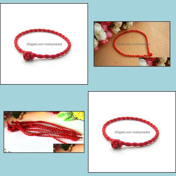 Pulseras con dijes Joyería 004 Cuerda tejida a mano Natal Hilo rojo brillante para la seguridad y la paz 2 Yuan Tienda Suministro de puesto Venta al por mayor Entrega de gota