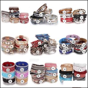 Bedelarmbanden sieraden 10 stks/lot hele s voor vrouwen gevlochten leer 18 mm doe -het -zelf uitwisselbare snap knop armband Dr Dhqyv