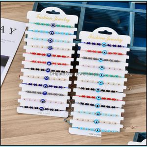 Bracelets porte-bonheur bijoux turquie bleu mauvais œil Bracelet femmes à la main corde chaîne perles de cristal fille fête cadeau livraison directe 2021 U