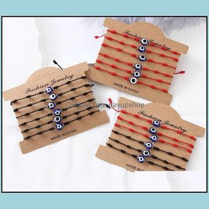 Bracelets de charme bijoux 12 pièces/ensemble dinde bleu mauvais œil Bracelet femmes à la main corde chaîne fille fête cadeau Dhkcs