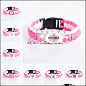 Pulseras con dijes Joyas 14 Estilos Técnico médico de emergencia Emt Para mujeres Niñas Paramédico Enfermera Signo Envoltura de vidrio Brazalete Novia Drop De