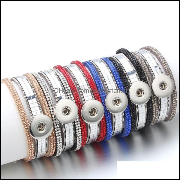 Bracelets porte-bonheur bijoux 2021 bouton pression en cuir 18Mm Bracelet léopard strass pour les femmes Ze562 livraison directe Dgd51