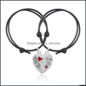 Bracelets porte-bonheur bijoux 2 pièces/ensemble bracelets de mode pour femmes soeurs coeur en acier inoxydable deux Haes jumelé Bracelet cadeaux livraison directe 2021 I
