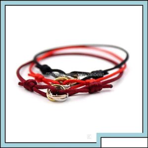 Bedelarmbanden Sieraden 316L roestvrij staal Trinity Ring String Armband Drie ringen Handriem Paar voor dames en heren Mode 2530517