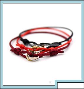 Bedelarmbanden sieraden 316L roestvrij staal Trinity Ring String armband drie ringen handbandpaar voor vrouwen en mannen mode 8100070