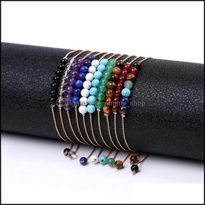 Bedelarmbanden sieraden 4 mm zeven chakra natuursteen amethist tijger oog rode agaat koperen ketting armband voor dh3xm