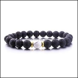 Charme Bracelets Bijoux 8Mm Pierre De Lave Élasticité Bracelet Aromathérapie Huile Essentielle Diffuseur Pour Femmes Hommes Drop Delivery 2021 6Iyba