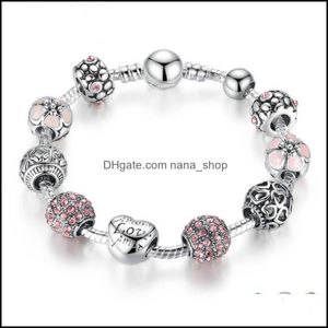 Bedelarmbanden sieraden antieke sier armband armband met liefde en bloem kristallen ball vrouwen bruiloft valentijnsdag cadeau drop levering 202