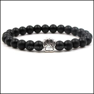 Bracelets porte-bonheur Bijoux Pierre de lave noire Perles turquoise Bracelet patte de chien Roche volcanique Aromathérapie Diffuseur d'huiles essentielles pour femmes hommes D