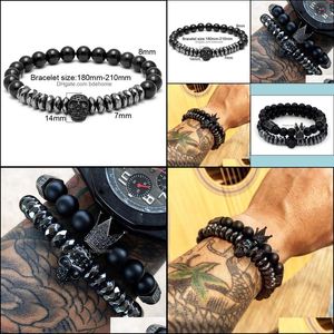 Bracelets de charme Bijoux Bracelet pour hommes Couronne Cz Zircon Homme Homme Valentine Cadeau Drop Livraison 2021 Wrn0E