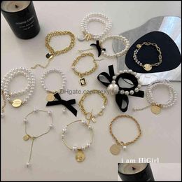 Bracelets à breloques Bijoux Bracelet Collier de perles, Simple Bow, Cool Sweater Drop Delivery 2021 Amw0I