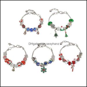 Bedelarmbanden Sieraden Armband Sneeuwvlok Bell Hanger Crystal Large Hole Bead Pan Paar Vriend Drop Delivery 2021 Y2att