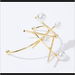 Bracelets porte-bonheur bijoux livraison directe 2021 exagération créative alliage abstrait incrusté de perles géométrique mode féminine personnalisé orthèse ouverte