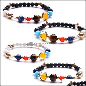 Bedelarmbanden sieraden Galaxy De acht planeten in zonnesysteem Guardian Star Natural Stone kralen Lava Essenti￫le oliediffuserarmbanddruppel