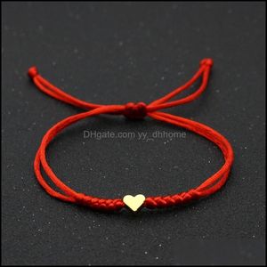 Charme Bracelets Bijoux Or Sier Amour Coeur Bracelet Couple Souhait Chanceux Chaîne Rouge Tressé Réglable Pour Femmes Hommes Drop Delivery 2021 Ophbv