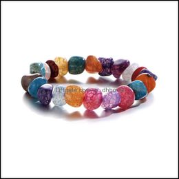 Bracelets de charme Bijoux faits à la main Colorf Pierre naturelle Énergie volcanique Yoga Bracelet pour femmes hommes Pa Dhynb