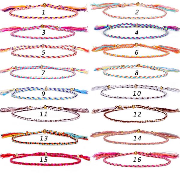 Pulseras de encanto joyería hecha a mano tejida cuerda trenzada pulsera de amistad con tarjeta playa bohemia hilo de poliéster tejido cadena para mujeres hombres