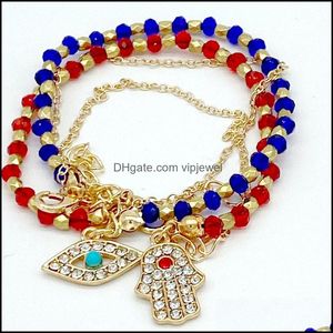 Bracelets porte-bonheur bijoux main chanceuse et oeil à la main mode bracelet Mtilayer perles pour femmes hommes Lo Dhbt7