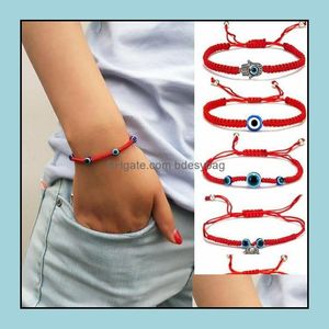 Bracelets de charme bijoux Lucky Red String Bracelet fait à la main ajusté Blue turc Evil Eye for Women Men Men Friendship Party Gifts Drop Deve