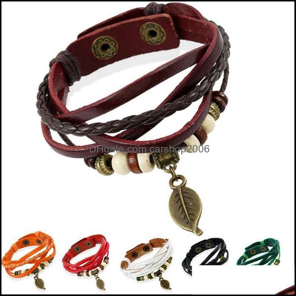 Bracelets de charme Bijoux Hommes Bracelet En Cuir Wrap Charms À La Main Bracelets Bracelets Pour Femmes Homme Mode Bijoux En Gros Drop Livraison 2