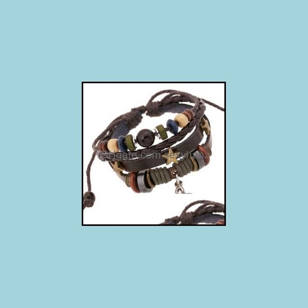 Charme Bracelets Bijoux Hommes En Cuir À La Main Wrap Bracelets Bracelets Pour La Mode Bijoux En Gros 0381Wh Drop Delivery 2021 6Eclh