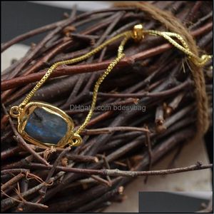 Bedelarmbanden sieraden Nature Stone Flash Labradorite Bracelet Fashion Jewelrycharm Drop Delivery 2021 DHG7N