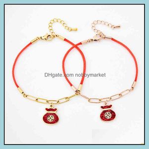 Bracelets à breloques Bijoux Net Rouge Sac à main Bracelet Demi Chaîne Corde Benmingnian Filles Titane Acier Non Fading Drop Delivery 2021 4Bjzd