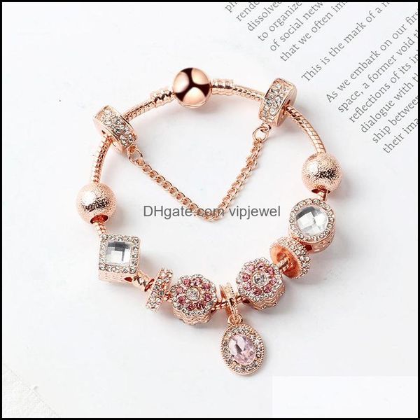 Charme Bracelets Bijoux Nouveau Brillant Ovale Cristal Bracelet Tempérament Or Rose Femmes Exquis Pandora Drop Delivery 2021 Hcx2P