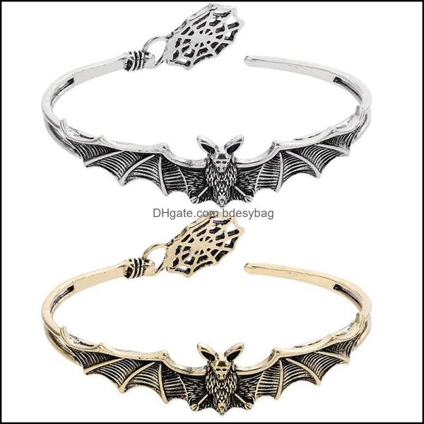 Bracelets de charme Bijoux Vente Halloween Rétro Bat Spider Web Ouverture Bracelet Personnalité Créative Punk Alliage Ouvert Drop Livraison 2021 On27
