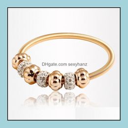 Charme Bracelets Bijoux Top Grade Or Mode Cz Diamant Strass Cristal Élastique Manchette Bracelet Bracelets Pour Femmes Fille En Gros Drop Del