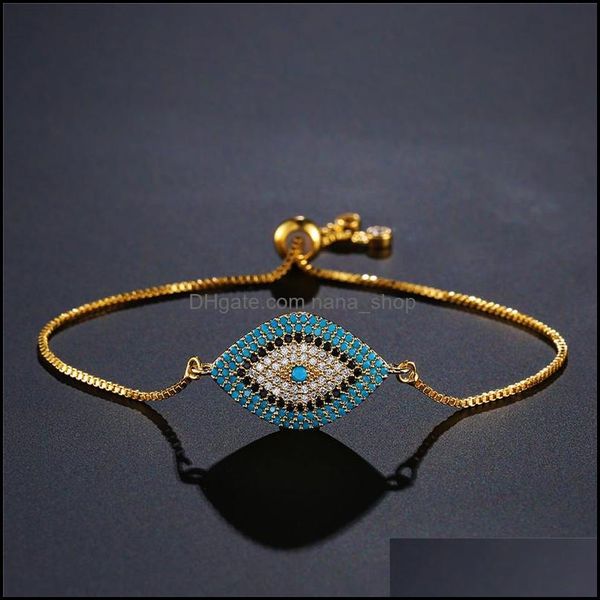 Bracelets de charme bijoux de bracelet à l'œil méchant en or turc pavé cz cz bangs bangs de fête de fête ajusté