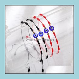 Bracelets de charme bijoux turc chanceux malful bleu œil à la main fait tressé rouge noir corde 7 nœuds amitié pour les femmes