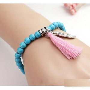 Bracelets de charme bijoux en gros de la mode maléfique tassel rouge pour femmes hommes bracelet à main doré femme avec pierres bijoux turcsb-b101 dhyqr