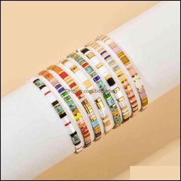 Bedelarmbanden sieraden zmzy willekeurige gemengde boho tila kralen miyuki armband voor vrouwen pseiras femme vriendschap geschenk juwelier dho05