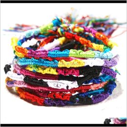 Bracelets porte-bonheur Jewelrykimter Bracelet d'amitié népalais vent national fait à la main arc-en-ciel bracelet main corde tissé bracelets bijoux cadeau 10Pc