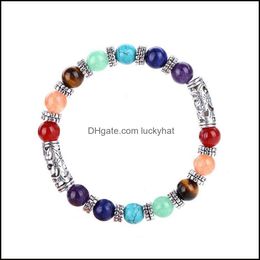 Bracelets de charme bijoux femmes hommes 7 chakra guérison équilibre perles antique bouddha prière pierre naturelle yoga bracelet bracelet poignets volonté et san