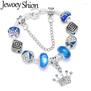 Bedelarmbanden joods shion hoge kwaliteit zilveren kleur armband met kristal kroon hanger diy merk voor dames sieraden cadeau
