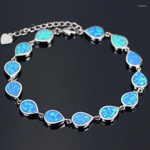 Bedelarmbanden JLB-028 Water Drop Blue Opal gestempelde vriendschap voor vrouwelijke sieraden geschenkbanden