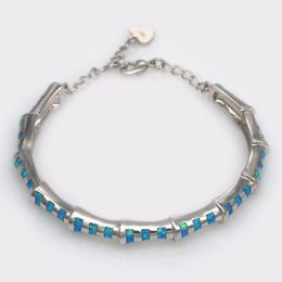 Bracelets porte-bonheur JLB-058 Design bambou motif bleu opale de feu Bracelet dame Vintage bijoux cadeau