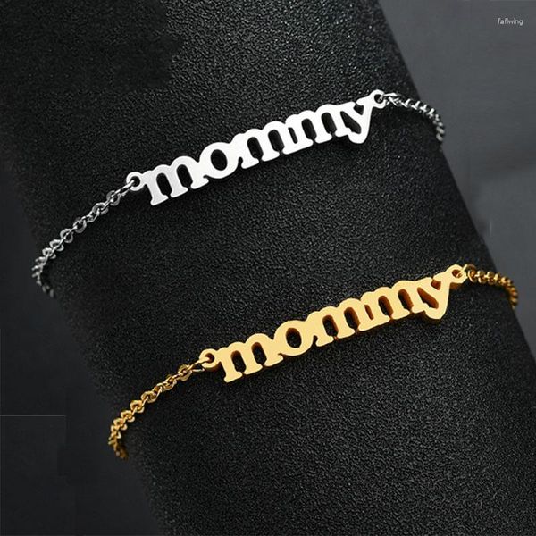 Pulseras con dijes Joker Mommy Letter pulsera de acero inoxidable joyería mujer curvado doble Color madre regalo Dropship