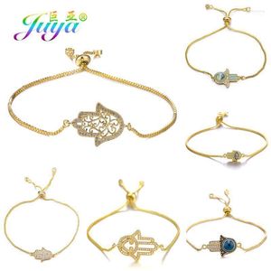 Bracelets porte-bonheur Juya chaînes réglables fournitures pour les yeux grecs or//or Rose Hamsa main de Fatima pour femmes hommes Rodn22