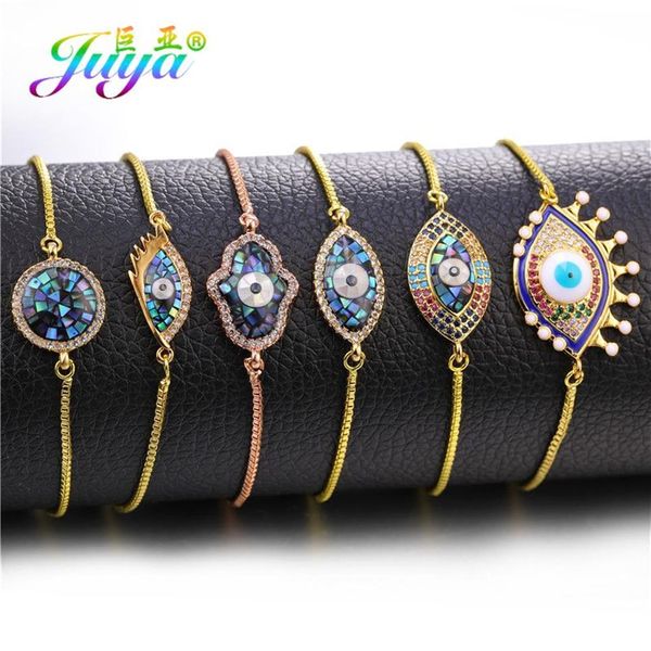 Pulseras de encanto Juya Moda Cadenas ajustables Charms Shell Suministros para mujeres Ojo griego Hamsa Fatima Whole346A