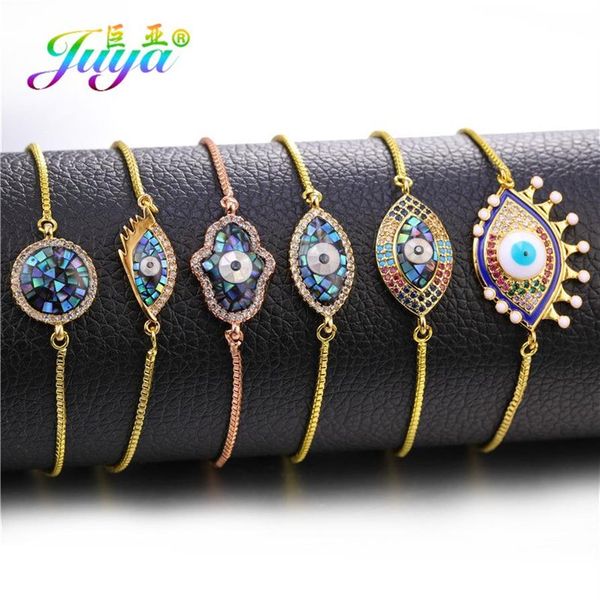 Pulseras de encanto Juya Moda Cadenas ajustables Charms Shell Suministros para mujeres Ojo griego Hamsa Fatima Whole258A