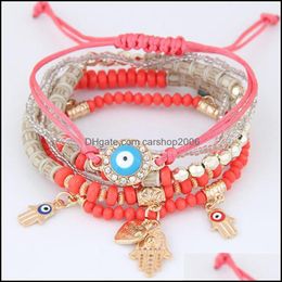 Bedelarmbanden kabh fatima hamsa hand kwaad eye charms armbanden armbanden mtilayer gevlochten handgemaakte kralen pseras voor vrouwen mannen gd122 dh6re