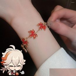 Bracelets de charme Kaedehara Kazuha Bracelet inspiré Cosplay Genshin Impact Feuilles écarlates Fille Accessoires de mode Costume Props Drop Otpj1