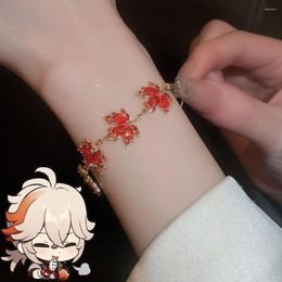 Charm Armbanden Kaedehara Kazuha Geïnspireerd Armband Cosplay Genshin Impact Scarlet Bladeren Meisje Mode Accessoires Kostuum Rekwisieten