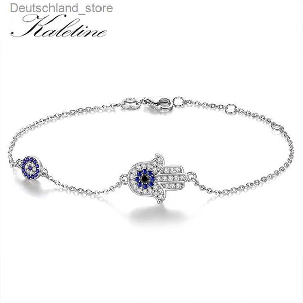 Pulseras con dijes KALETIEN Fatima Hamsa Evil EYE Mano Ojo Caballo Pezuña Pulseras para mujeres 925 Plata esterlina Amistad hecha a mano Joyería afortunada Q230925