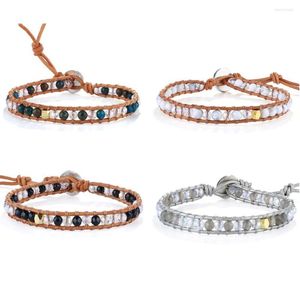 Braceletas Charm Kelitch Crystal Stone Beads Cuero Mujeres Accesorios de joyería ajustable Femenina Malaja al por mayor