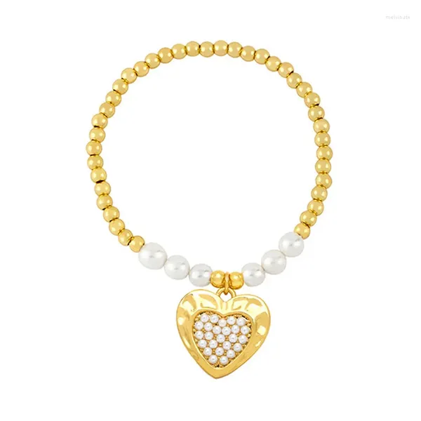 Pulseras con dijes Pulsera clave para mujer Moda Perla Perlas de oro Pulseras Mujer Encantador Estilo dulce Gran regalo de Navidad Lindo Bijoux Femme