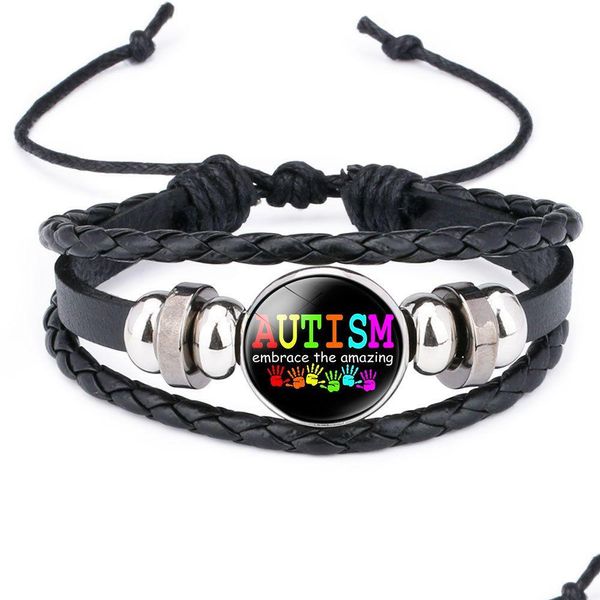 Bracelets De Charme Enfants Sensibilisation À L'autisme Pour Enfants Garçon Fille Bracelet En Cuir Bracelet Bracelet Mode Inspirational Bijoux En Drop Deliv Dhxew